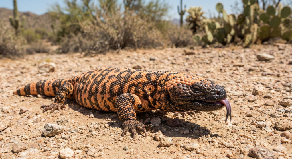 O lagarto Monstro-de-Gila no deserto, animal que deu origem ao Ozempic